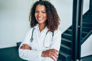 Portrait of a confident young female doctor at work.